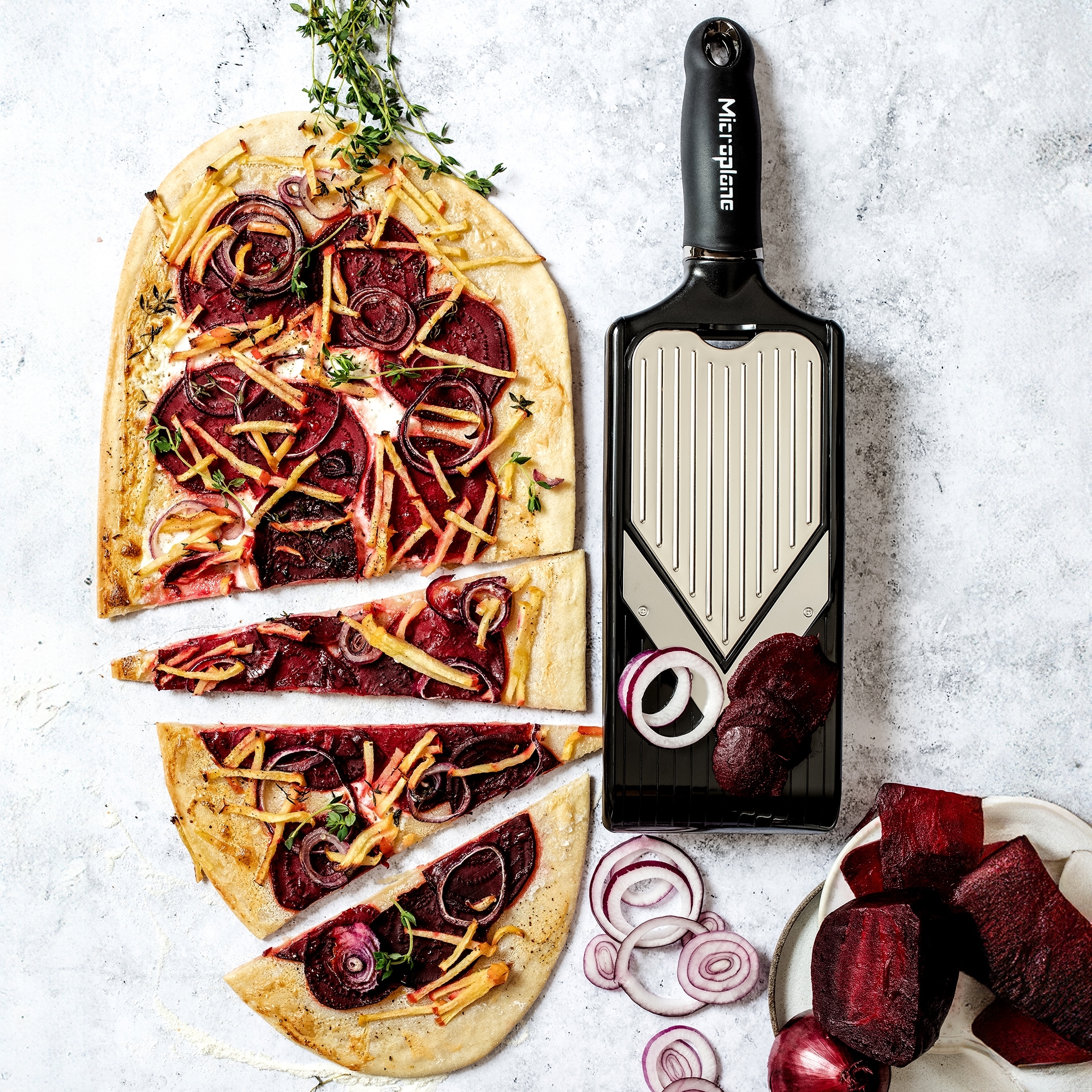 Microplane - Adjustable Slicer with V-Blade & Julienne Blade Microplane - Adjustable Slicer with V-Blade & Julienne Blade