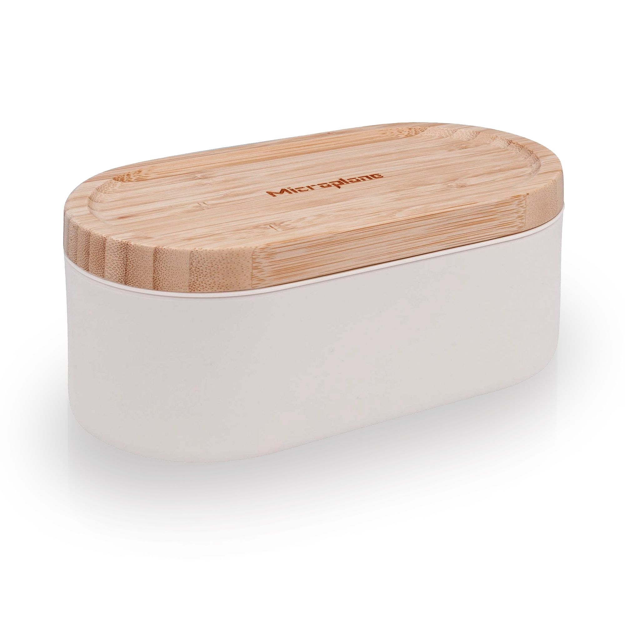 Microplane - Hand grater with Container & 2 lids | Cashmere White / Bamboo Microplane - Hand grater with Container & 2 lids | Cashmere White / Bamboo